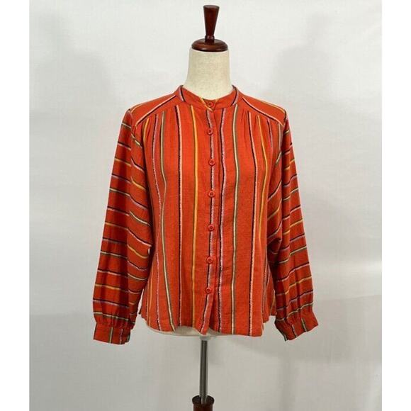 ACE & JIG Sz XS Barrett Blouse Orange Stripe Shirt Top Rhumba Textile - Picture 2 of 8